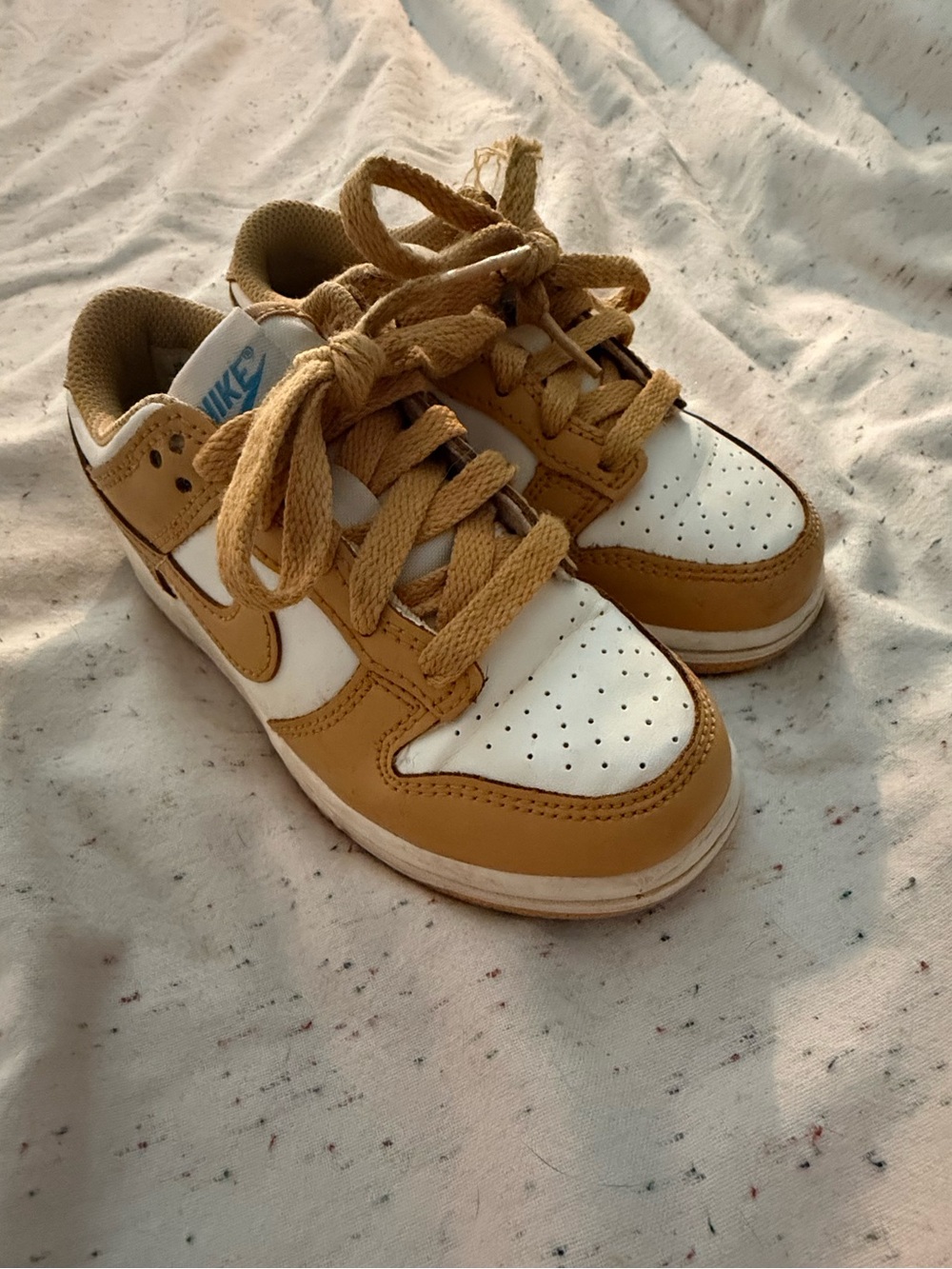 Nike Kids Tan and White Low-Top Sneakers